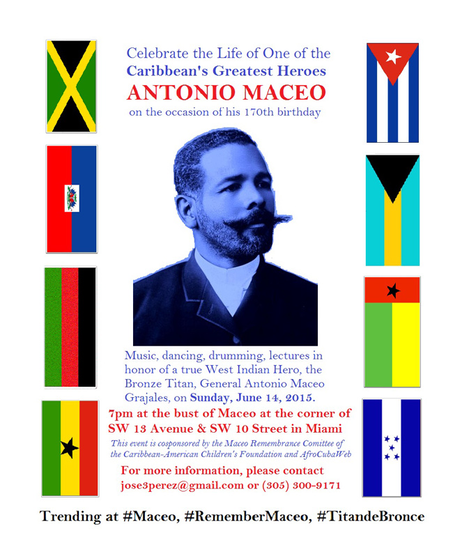 Antonio Maceo June 14, 2015 - 170th Birthday