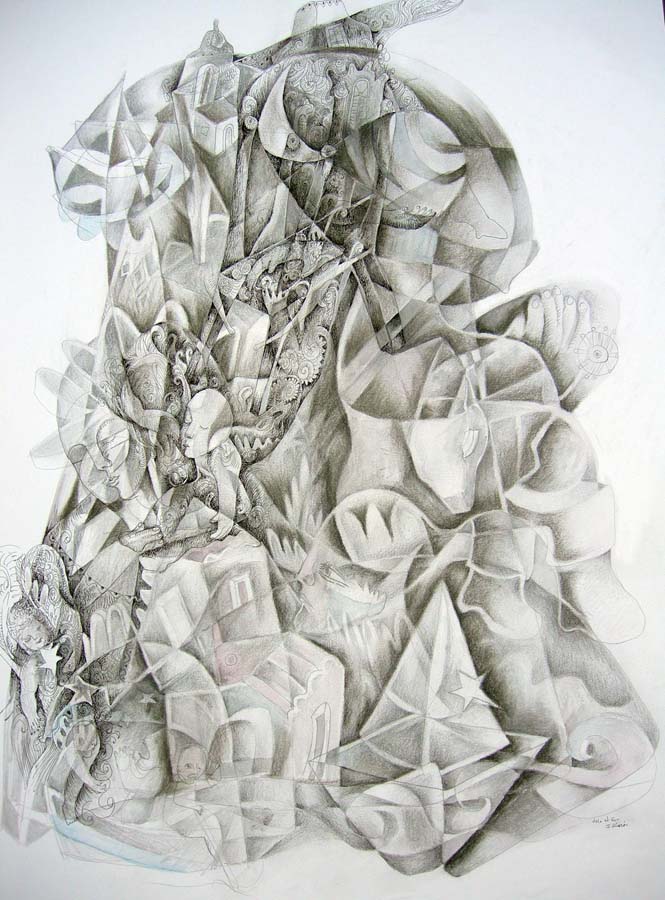 Serie ISLA AL SUR XX. Técnica dibujo sobre cartulina. 70 x 50 cms. Año 2007