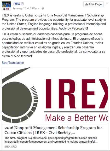 IREX Schilarship ad